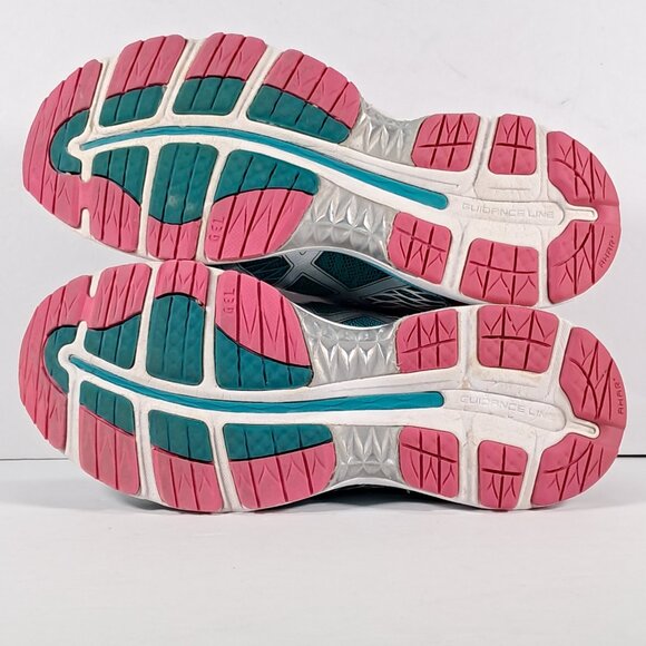Asics Gel Nimbus 18 Women 8 Mesh Teal Silver Pink Athletic Running Sneakers - Picture 10 of 15